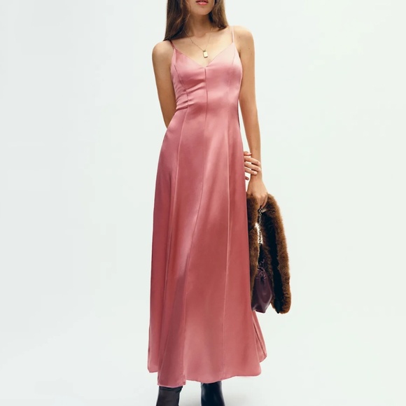 Reformation Lya Pink Silk Dress Size 4 - Picture 2 of 16